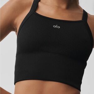 ALO Yoga Black Ribbed Sports Bra worn 1x
